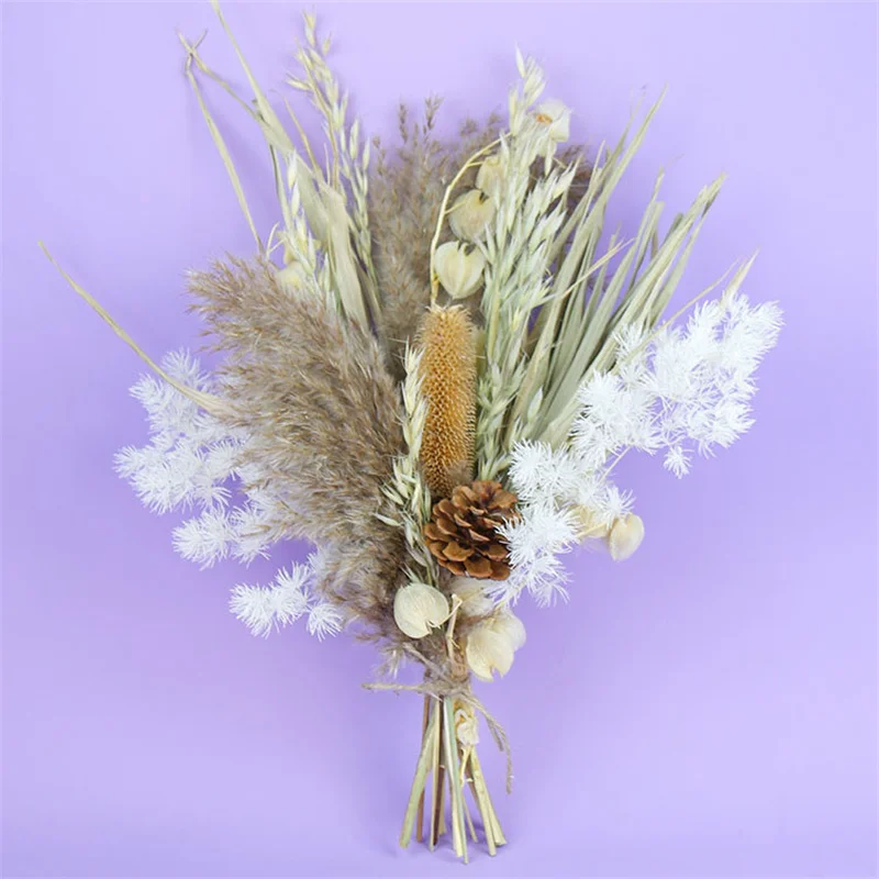 1set Dried Flower Reed Grass Bridesmaid Bouquet New Holiday Wedding Party Home Decoration Plant Mother's Day Boheme Souvenir