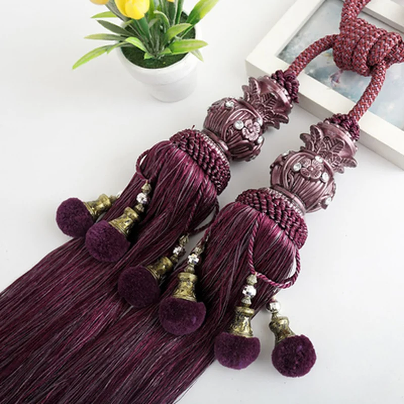 Curtain Rope European double ball curtain buckle strap hanging ball hook Tassels Tie Backs Curtain Accessories home Decoration