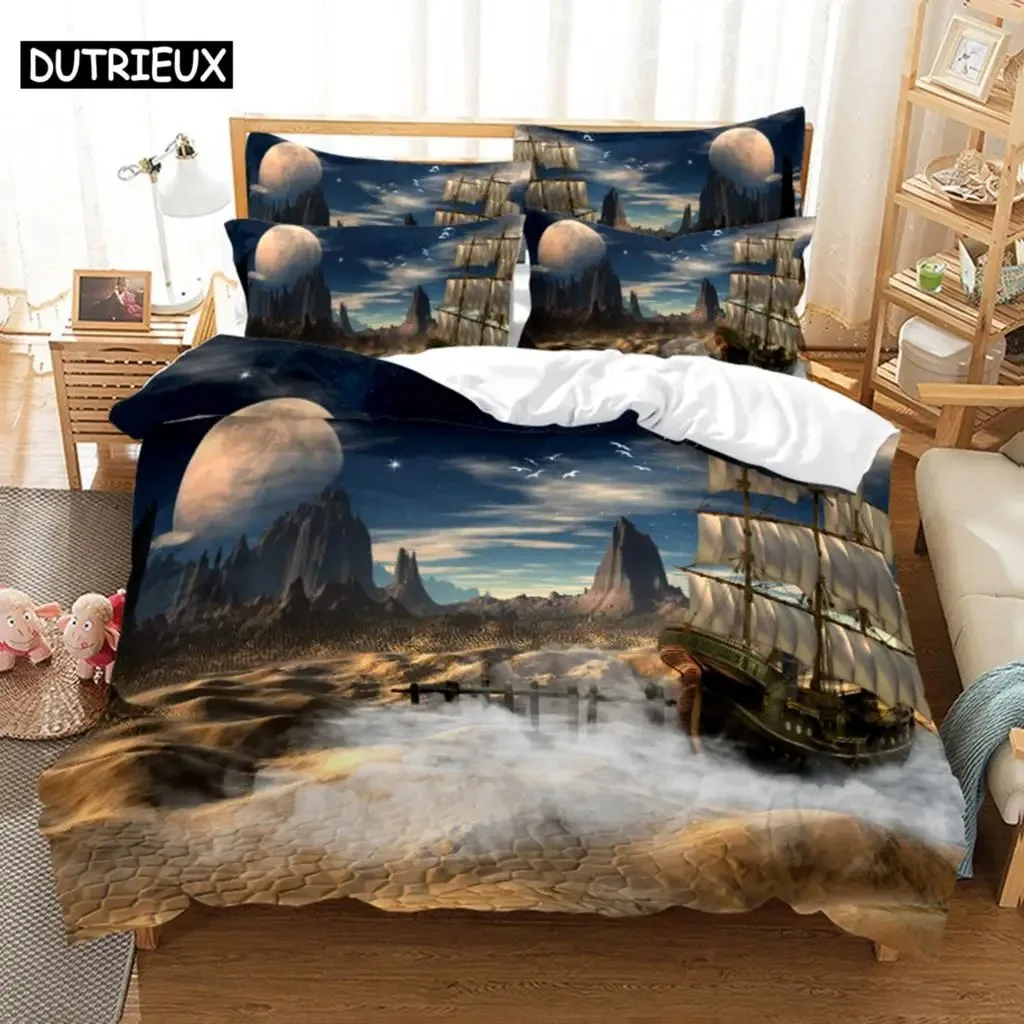 

Aurora And Stars Comfortable Duvet Quilt Cover Pillowcase Bedding Set Children Bedroom Decoration Home Textile