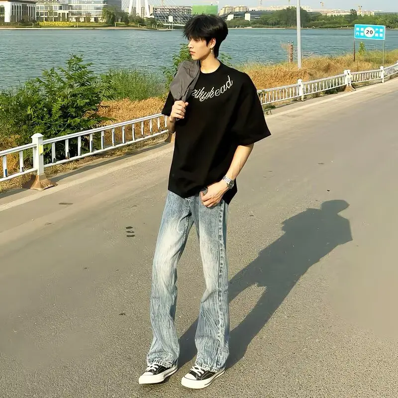 

Men's American High Street Pants for Spring and Autumn Slim Straight Slim and Flared Pants Mens Jeans Top 2000 Y2k Clothes Jorts