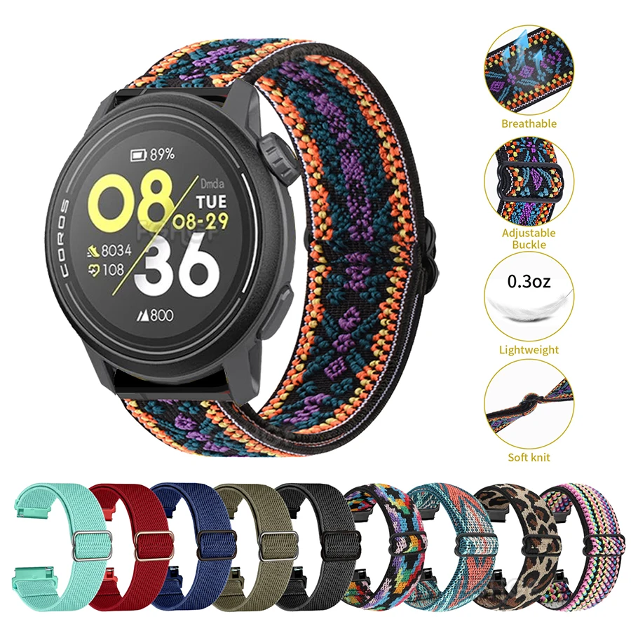 Alça de substituição elástica de nylon, pulseira para Coros Pace 3, 2, Apple 2 Pro, pulseira de relógio inteligente, 42mm, 46mm