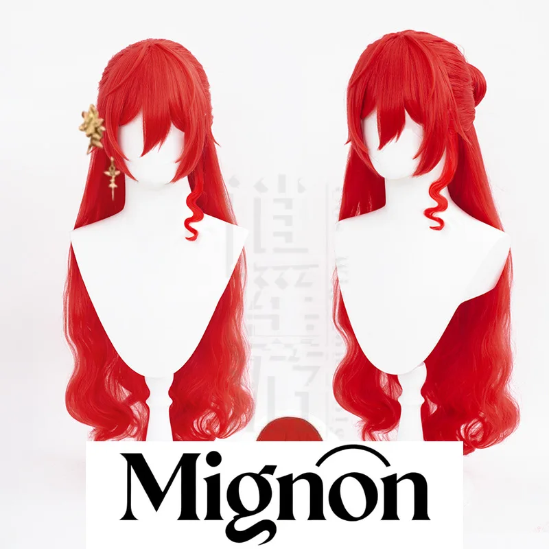 

Honkai: Star Rail Himeko Cosplay Wig Red Long Curly Hair Tiger Clip Hair Pack Halloween Gift