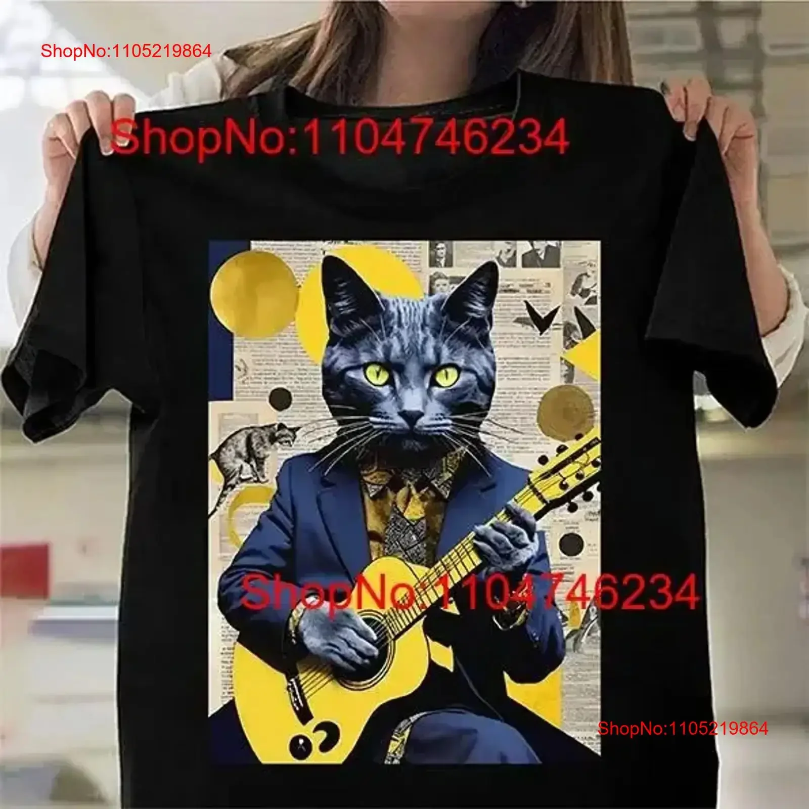 تي شيرت تجريدي رائع للعب الجيتار فكرة لمحبي الموسيقى على طراز الفن ملابس مصممة عتيقة قابلة للتنفس #1