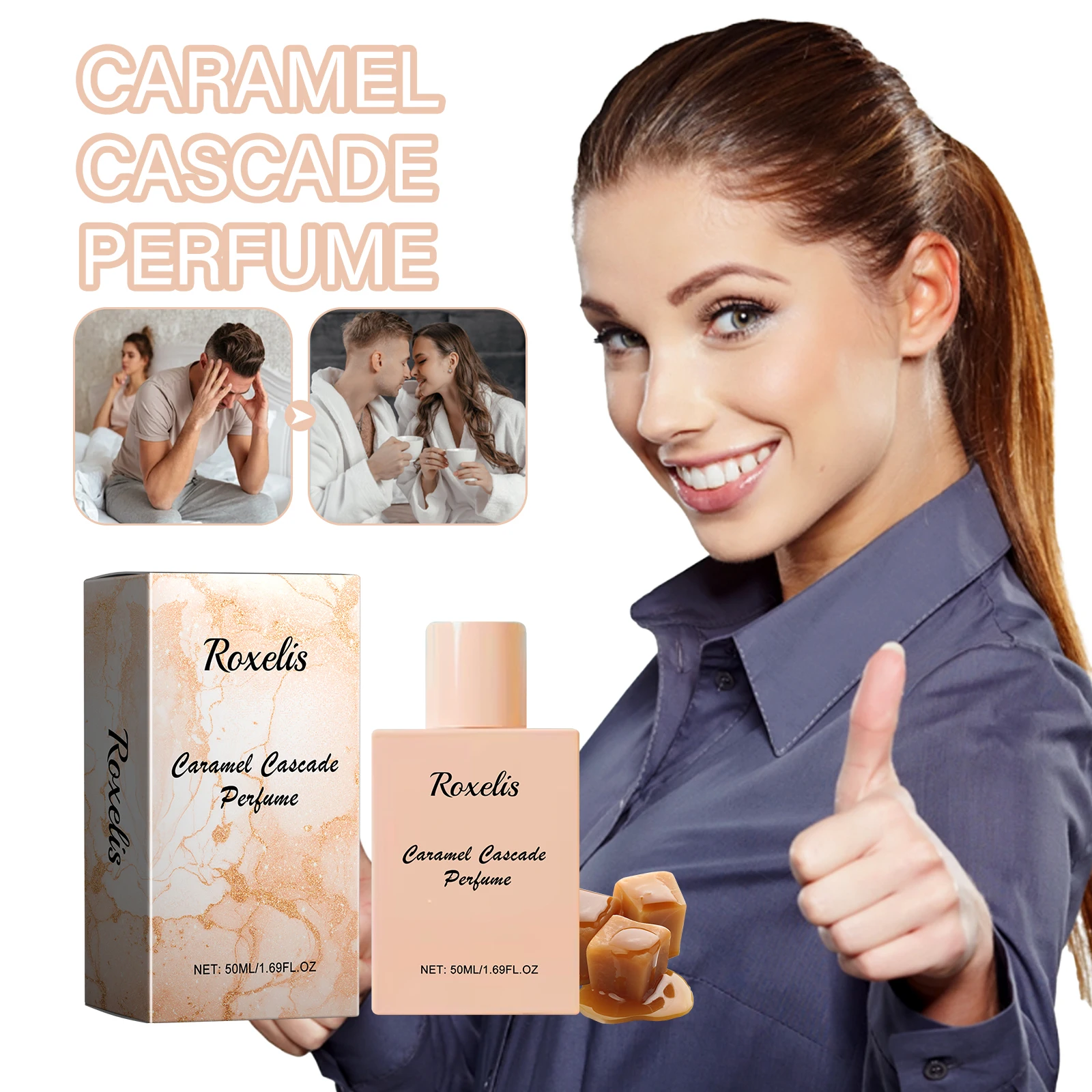 ROXELIS Caramel Cascade Perfume Winter Perfumes For Women Long Lasting Fragrance Emits Charm Suitable for Dating 1.69 OZ