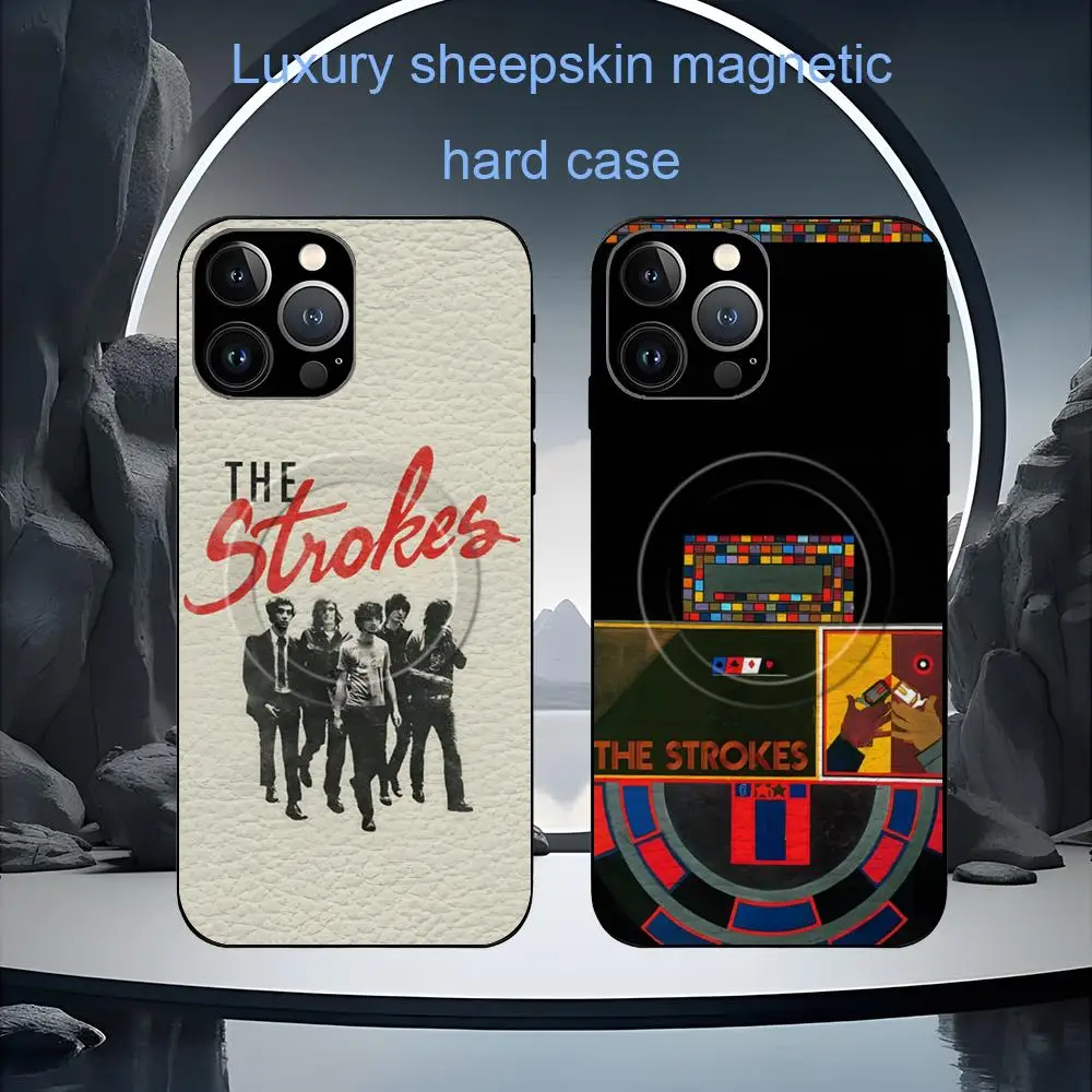 

Популярный чехол для телефона S-StrokES Rock Band для iPhone 17, 16, 15, 14, 13, 12, 11 Plus Pro Max, роскошный роскошный чехол Magsafe из овчины