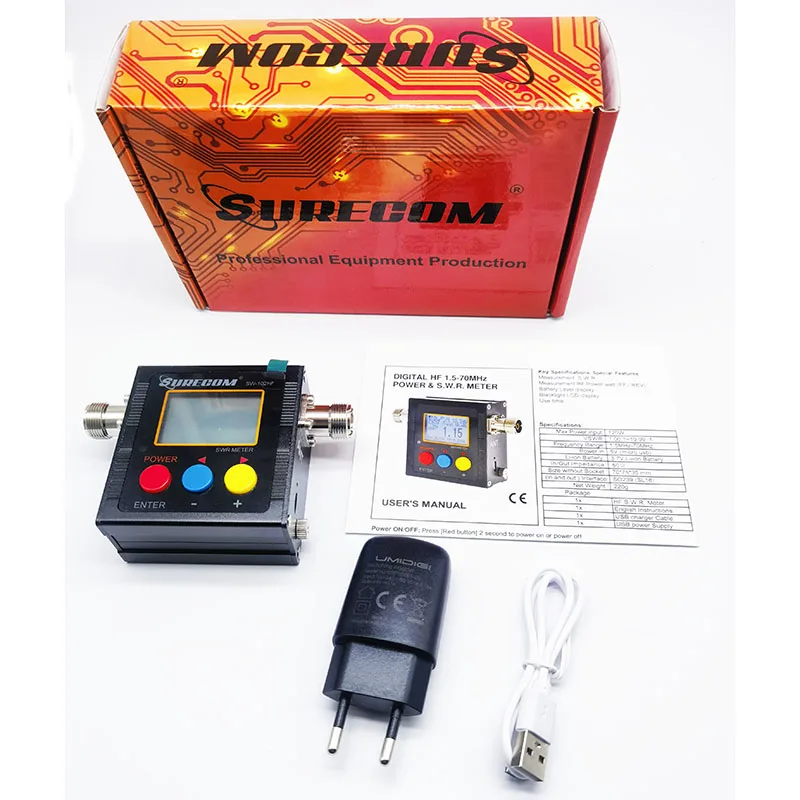 Original Surecom SW-102HF Watt Meter 1.5-70MHz 120W Power & S.W.R. Meter for CB Car Radio HF Transceiver