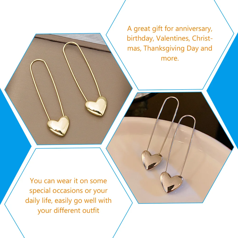 

2 Pairs Safety Pin Cartilage Loop Dangle Drop Earrings Jewelry For Women Gold Silver Rose Gold Aesthetic Ear For Beach Wedding