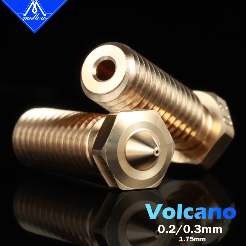 Mellow High Precision 1Pcs NF-Volcano 0.2MM/0.3MM M6 Brass Nozzle  For 3D printer 1.75MM Filament  Volcano Sidewinder X1