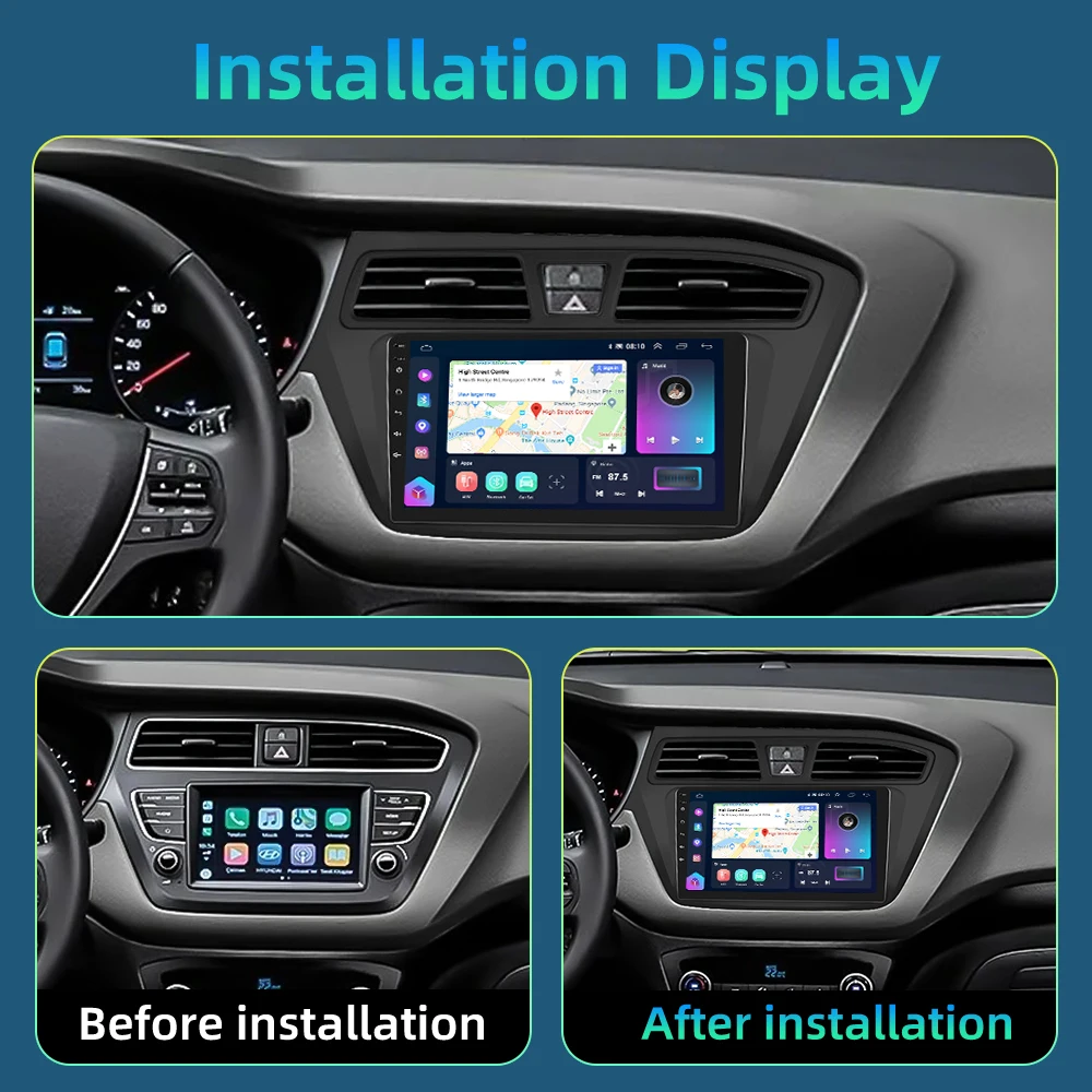 Hikity 8 core Car Radio For Hyundai I20 2015 2016 2017 Wireless CarPlay Android Auto Stereo FM Receiver Audio 2 din autoradio