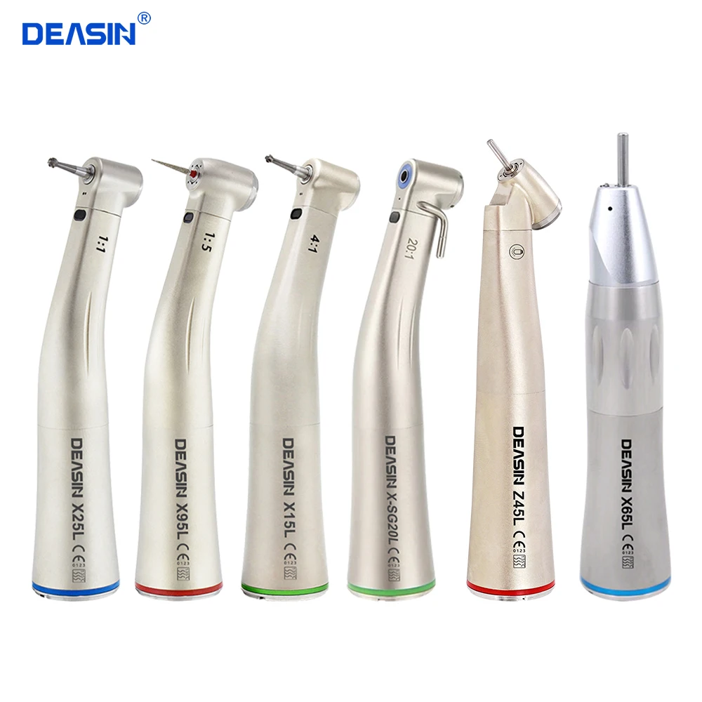 

Dental Contra Angle Low Speed Handpiece 1:1/1:5/20:1/1:4.2 Fiber Optic Straight Contra Angle X25L/X95L Style Air Turbine