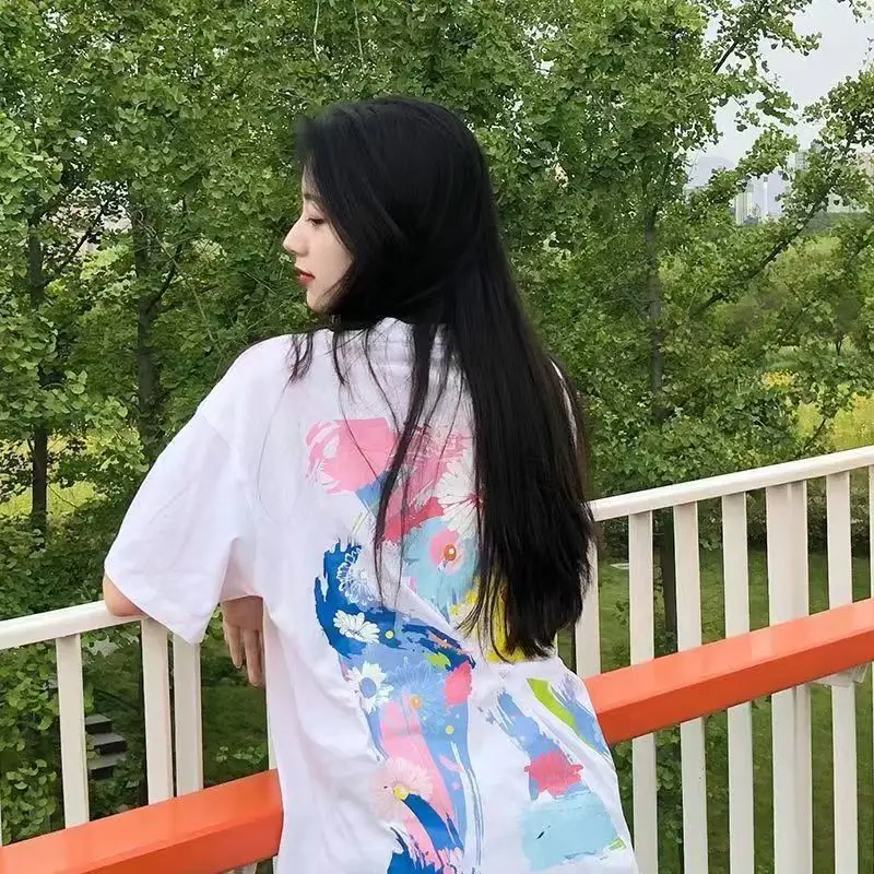 

Short Sleeve T-Shirts Women College Style Chic Loose Fit Lightweight Comfortable Preppy Korean Daily Summer Aesthetic Casual
