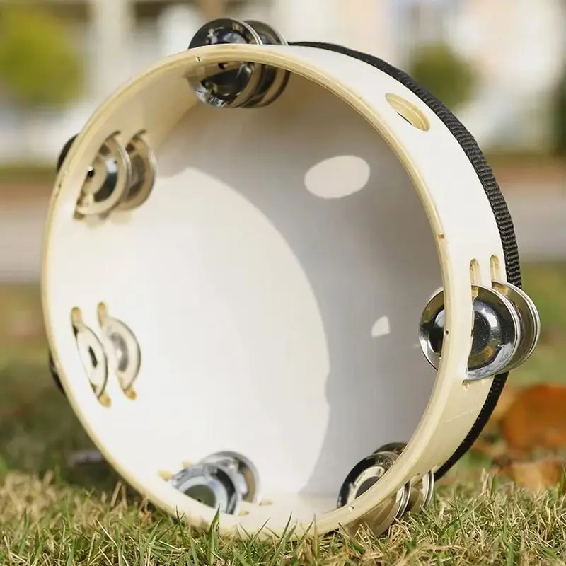 8 بوصة الدف الخشبي باليد الدف طبل جرس قرع آلة موسيقية الأطفال التعليمية KTV حفلة ألعاب أطفال