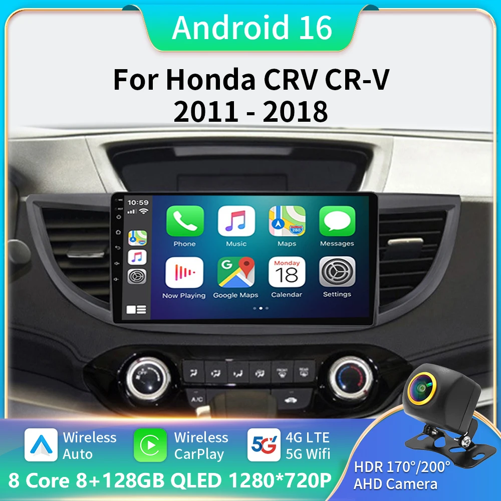 

Android16 For Honda CRV CR-V 2011-2016 Car Player 5G Auto Radio Multimedia GPS Video Navigation Carplay 2Din DVD Rear camera DSP
