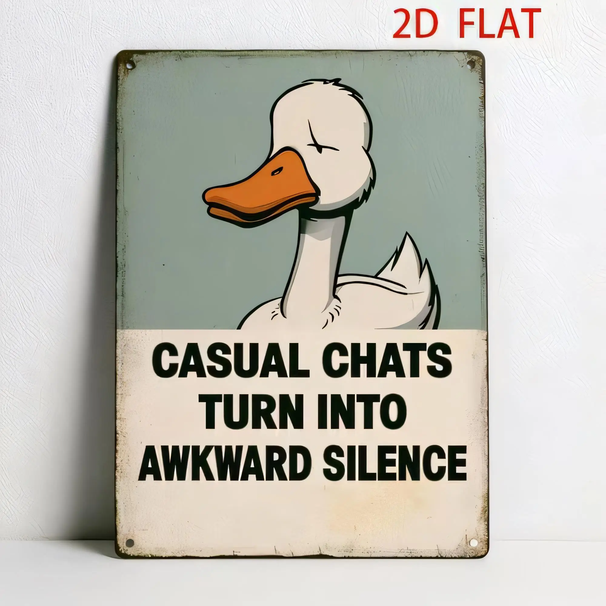Tin Sign 2D Flat Vintage Style Casual Cats Turn Into Awkward Silence Metal Plaque Poster Wall Decor for Home Bar Cafe Bathroom,