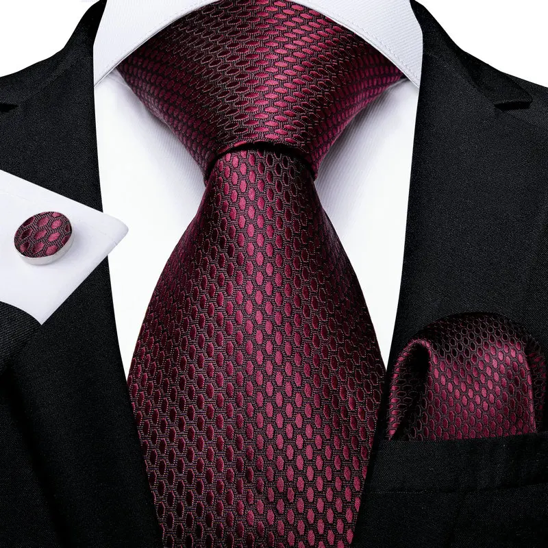 Neutral Tones Mens Tie Set 3 Piece, Paisley Check Solid Necktie Pocket Square Cufflinks For Business