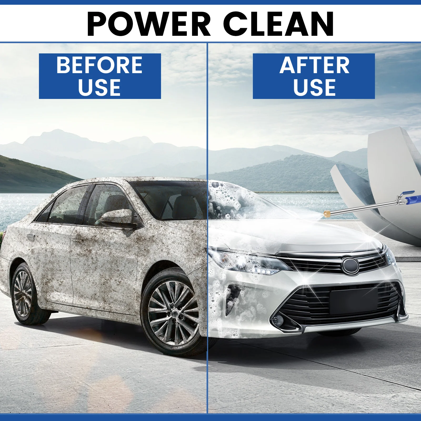 جهاز تنظيف يعمل بالضغط العالي عصا سقي الحديقة البخاخ تنظيف انس مع 2 فوهات مختلفة وأداة سقي موصل سريع للخرطوم #5