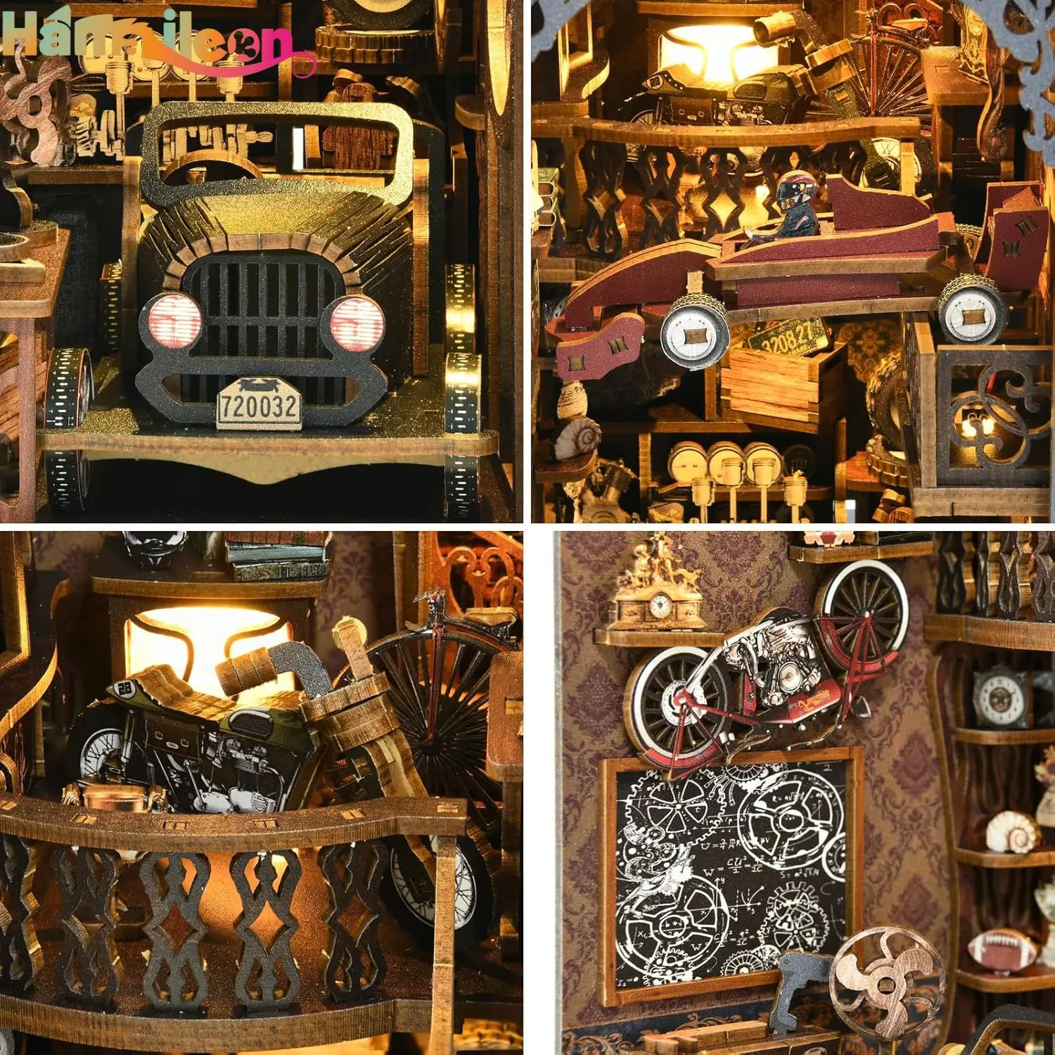 Hamaileo DIY Miniature House Kit,Dollhouse Miniature Kit,Mini Diorama House Building Kit for Adults Teens Birthday Gifts F1 Car