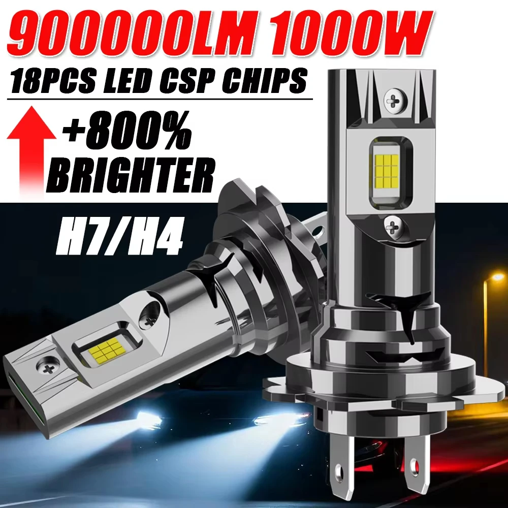 

H7 H4 LED CANBUS Bulb 900000LM 6000K Super Bright 9003 HB2 Led Light for Car Wireless Automobile Motorcycle Diode Headlight Lamp