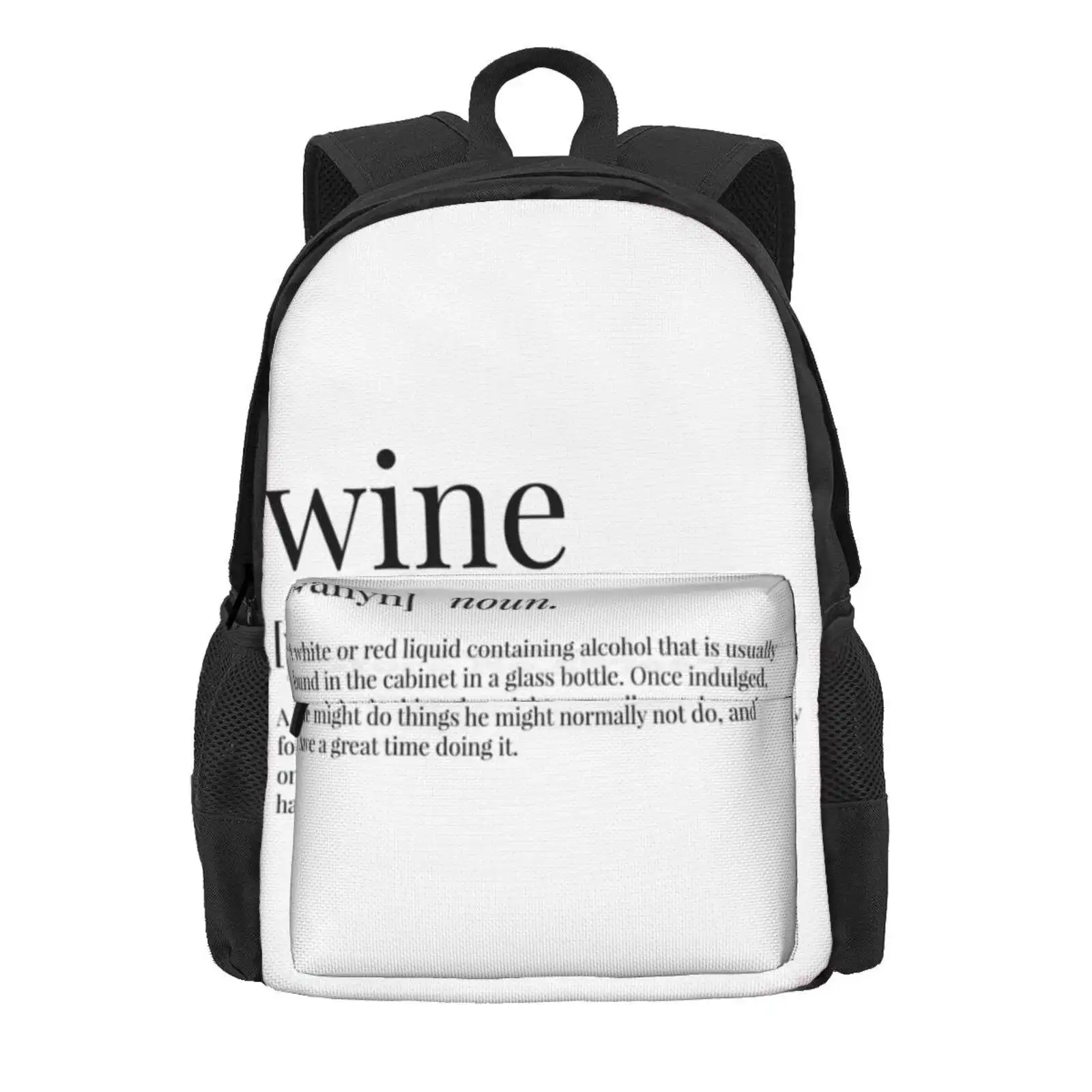 Wine Definition Hot Sale Schoolbag Backpack Fashion Bags Wine Definition Typographic Dictionary Words Slang Drinking Pinot