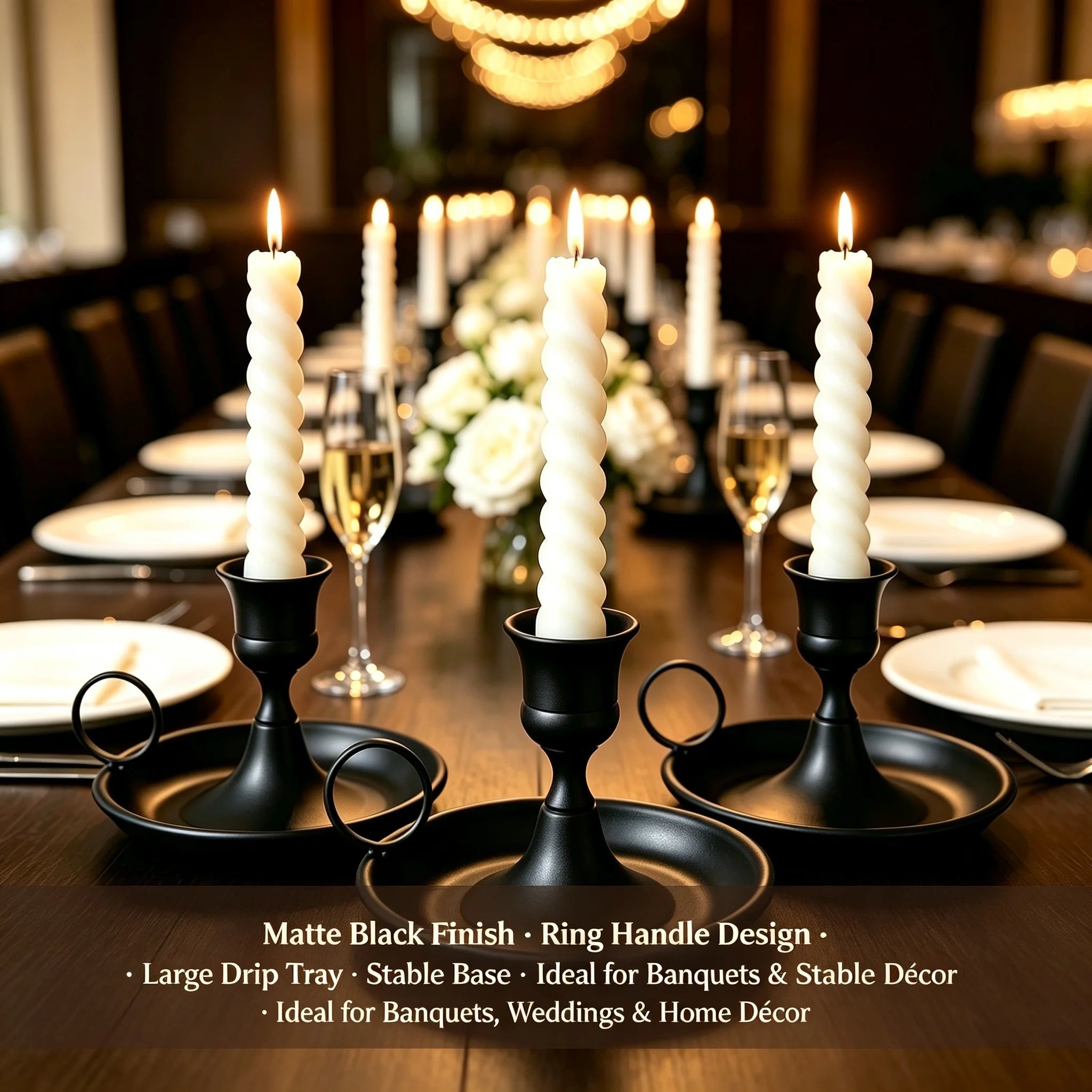 Desktop Metal Candle Holder Candlestick Adornment Candle Holder With Handle Centerpiece Dining Table Wedding Festive Decoration