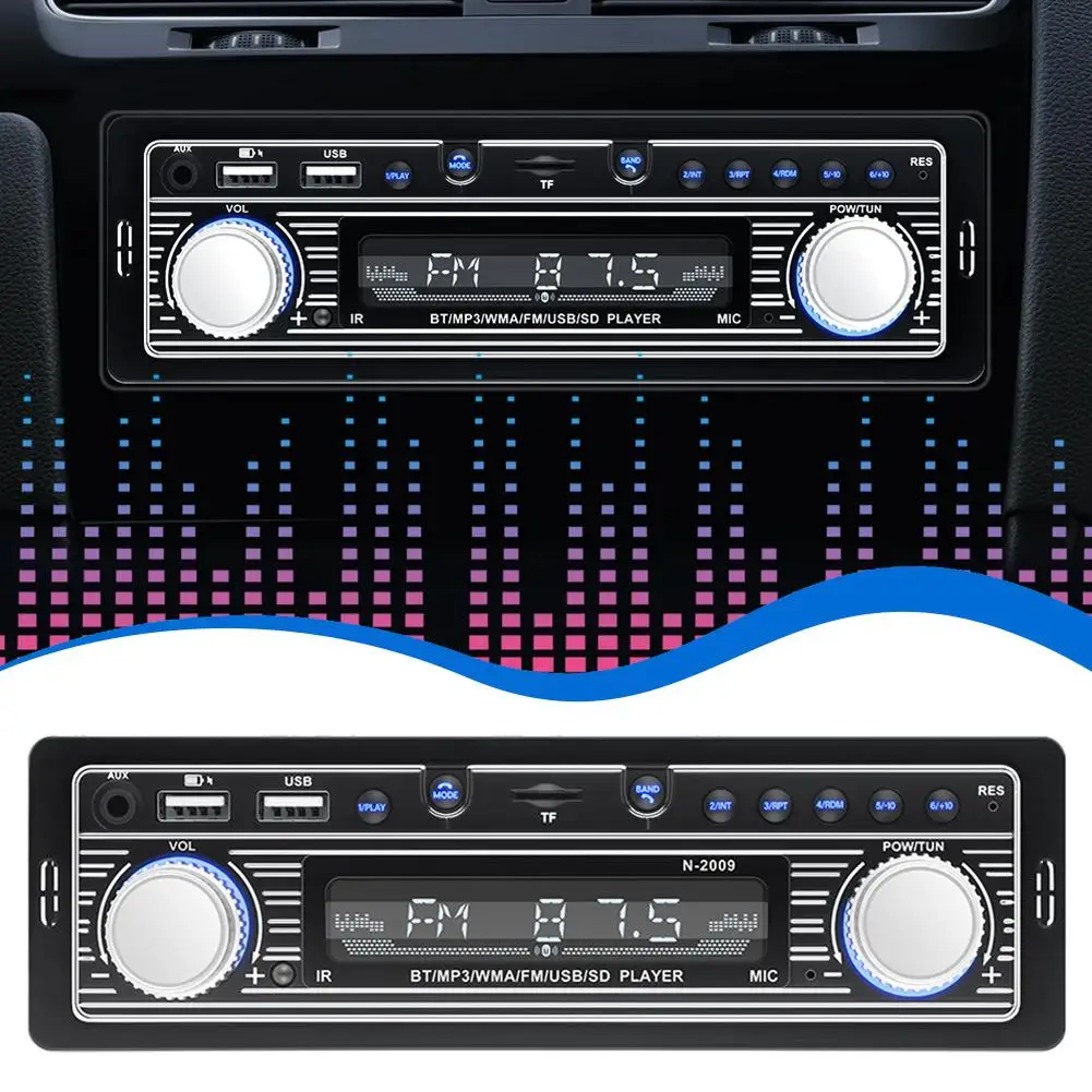 مشغل MP3 بلوتوث للسيارة مع راديو FM، شحن USB، مشغل توصيل صوت بلوتوث للسيارة، يدعم شحن الجهاز والموسيقى