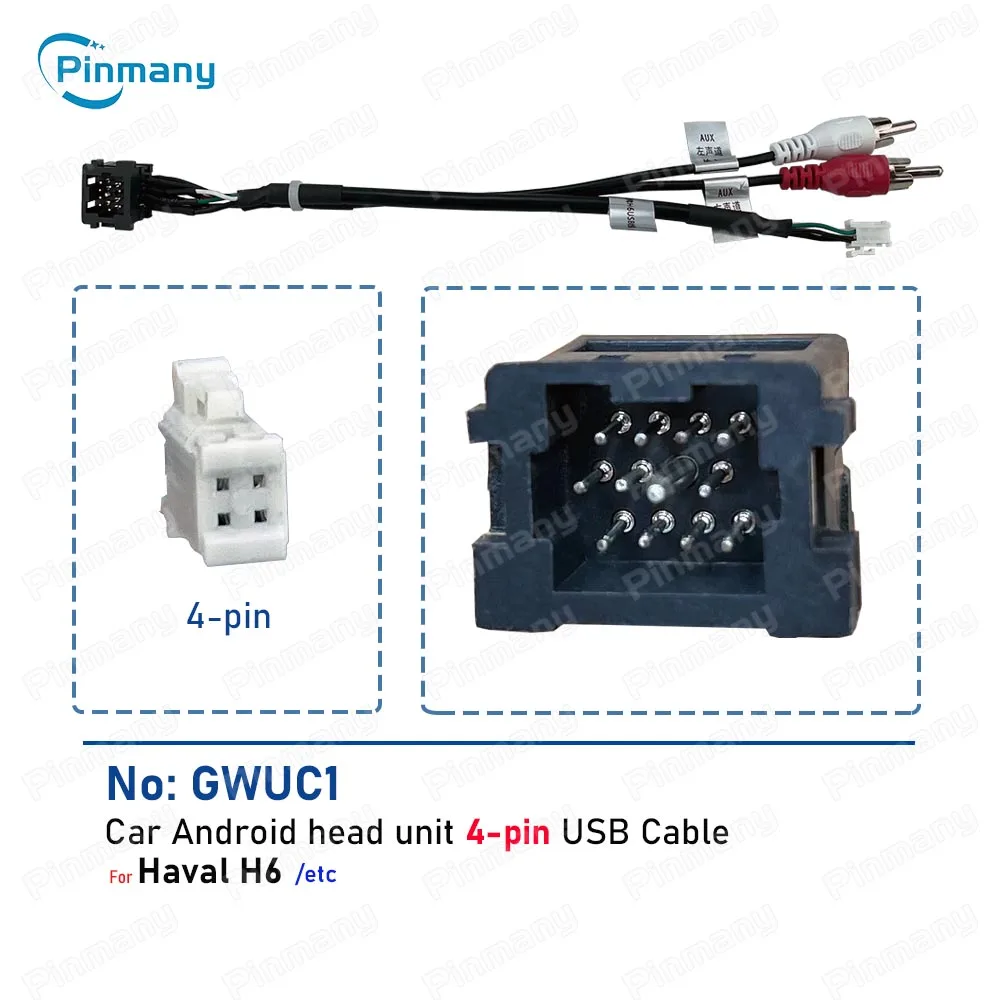 Pinmany Car Radio USB Cable GWUC1 length 20cm 4-pin Audio data Wire Harness connector for Haval H6 android head unit