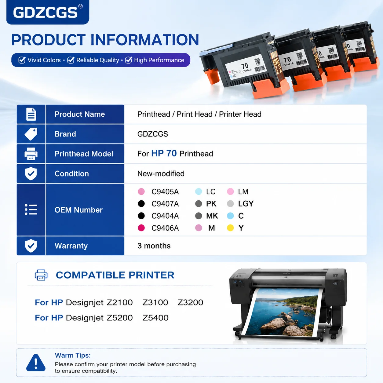 For HP 70 hp70 Print Head C9404A C9405A C9406A C9407A For HP DesignJet Z2100 Z3100 Z3200 Z5200 Z5400 Printer image 5