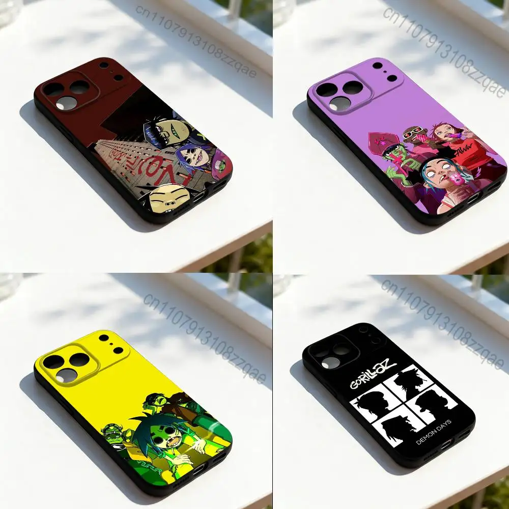 

G-Gorillaz Rock Band Cool Phone Case For iPhone 11,12,13,14,15,16,17,Pro,Max,Plus,E,SE4,Air,Mini Black Soft Cover