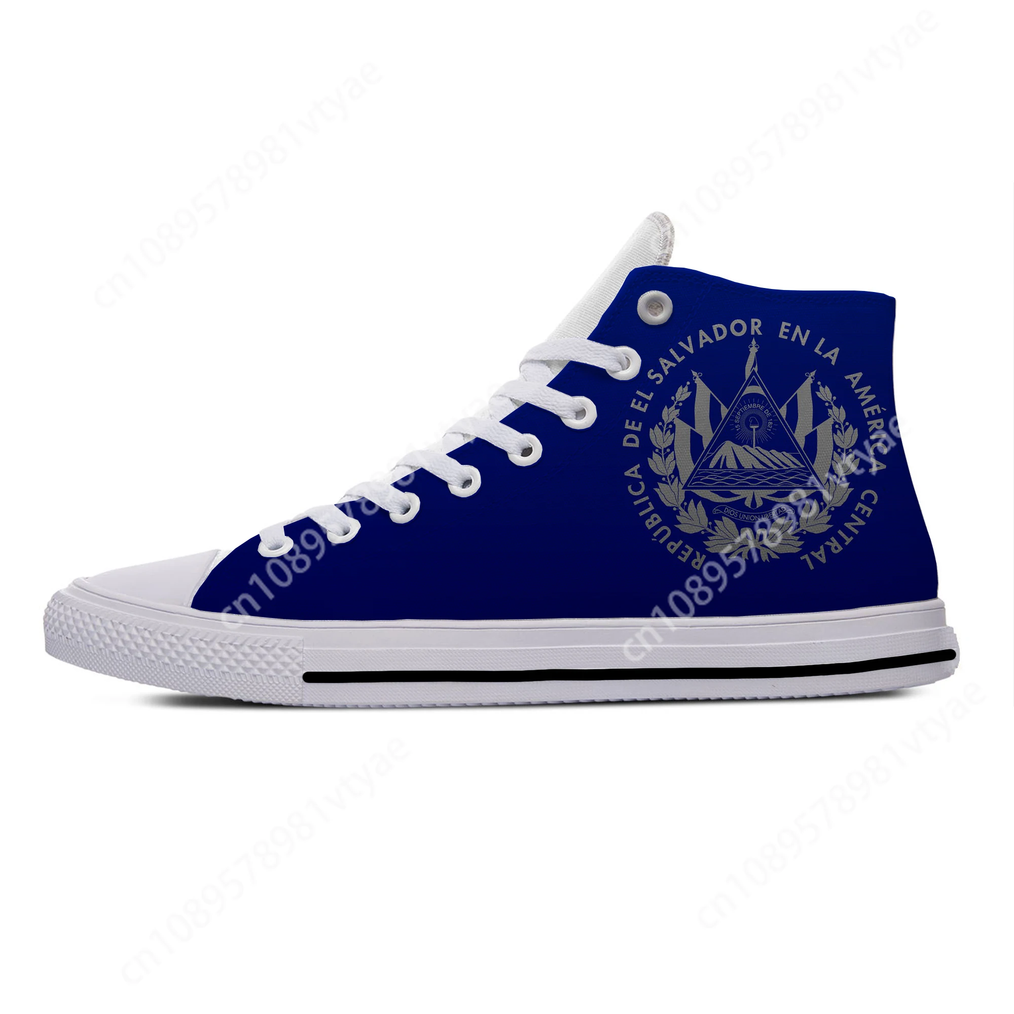 Hot Summer El Salvador Flag Popular Funny Novelty Casual Board Shoes High Top Lightweight Breathable Men Women Latest Sneakers