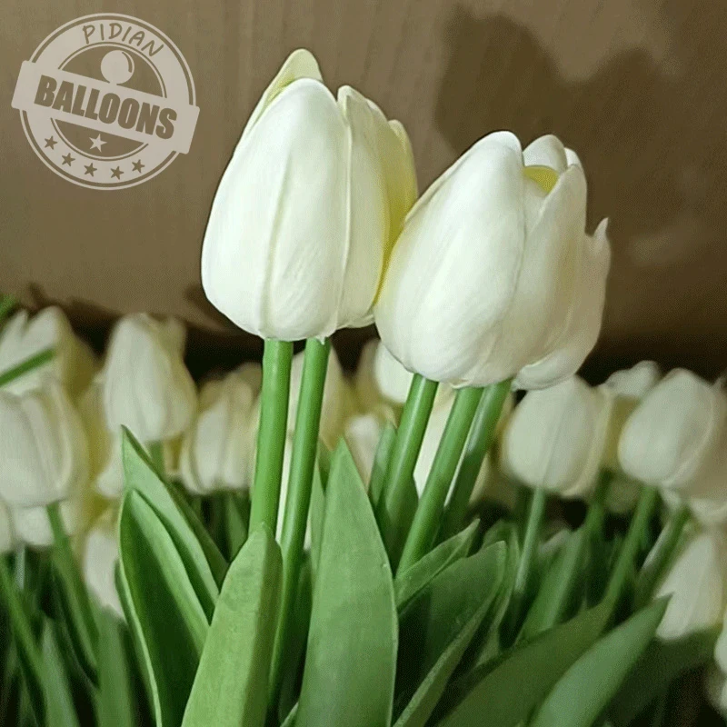 

White Pu Mini Tulip Simulation Flower Wedding Decoration Silk Flowers Home Decor Simulation Plant Fake Flower Factory Wholesale