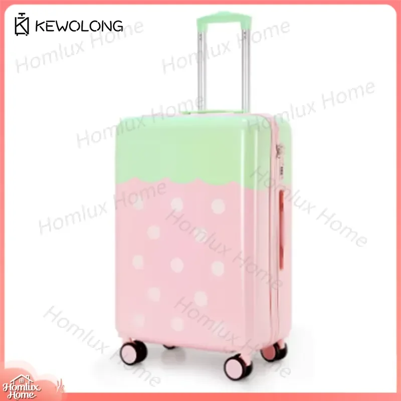 for Strawberry Print Travel Luggage Cartoon Design Wheeled Suitcase Large Capacity Short Trip Fast Shipping