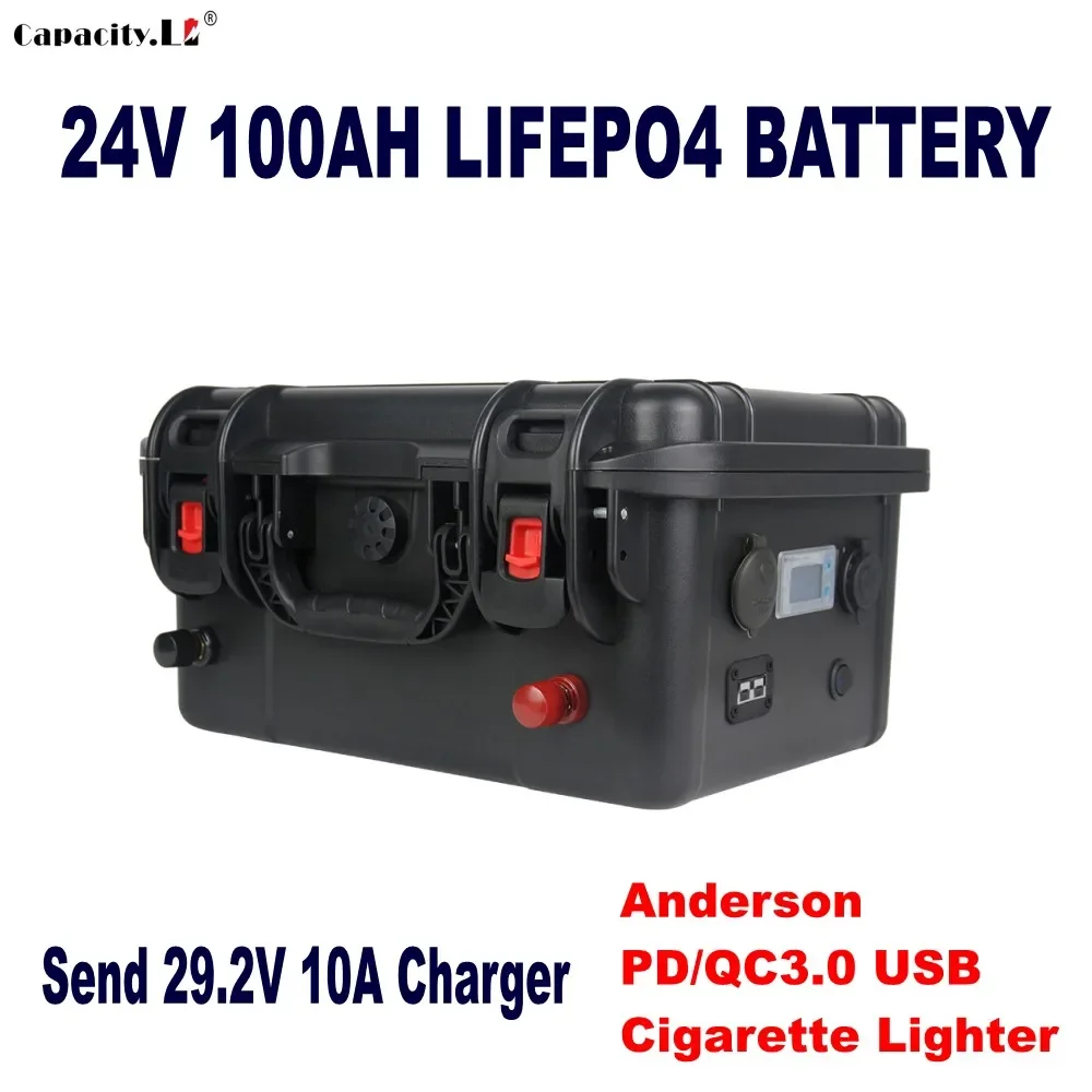 24V 100Ah lifepo4 battery pack Rechargeable solar battery 24V 70AH with PD BMS For RV boat Motor Outdoor Inverter