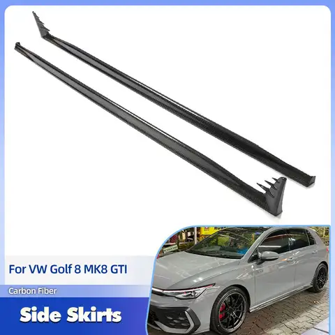 Car Side Skirts Extensions Carbon Fiber for VW Golf 8 MK8 GTI Hatchback 2021-2025 Racing Side Skirt Bumper Apron Lip Body Kits