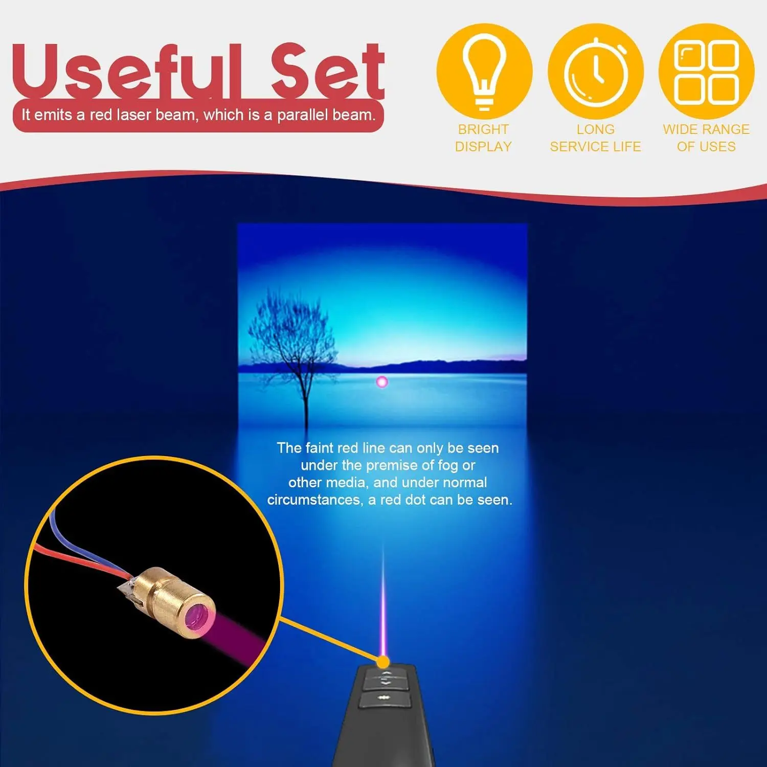 5V 650nm 5mW Red Dot Laser Diode Module 6mm Tube with Leads – Mini Red Laser Head for DIY, Positioning, Tools & Lab Projects