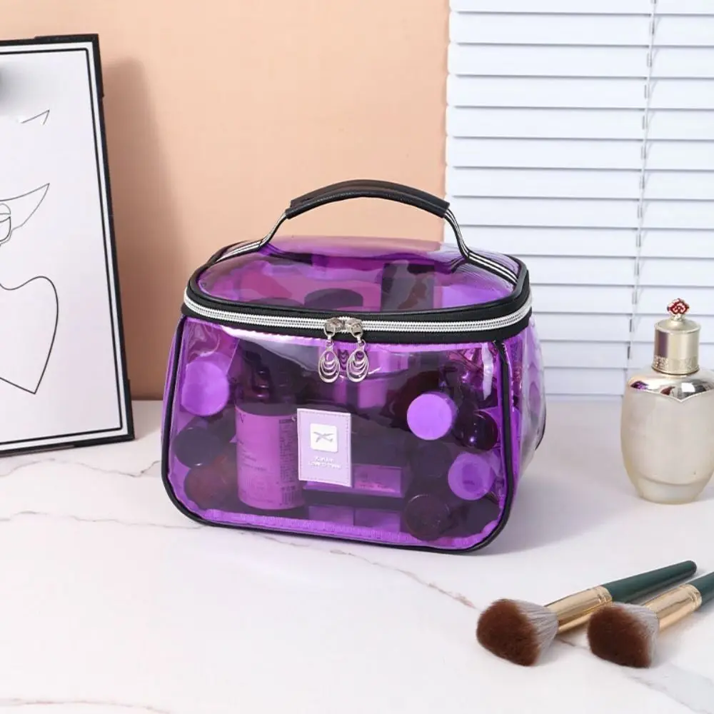 New PVC Wash Bag Transparent Waterproof Cosmetic Bag Large Capacity Handheld Makeup Storage Bag Women - Image 2