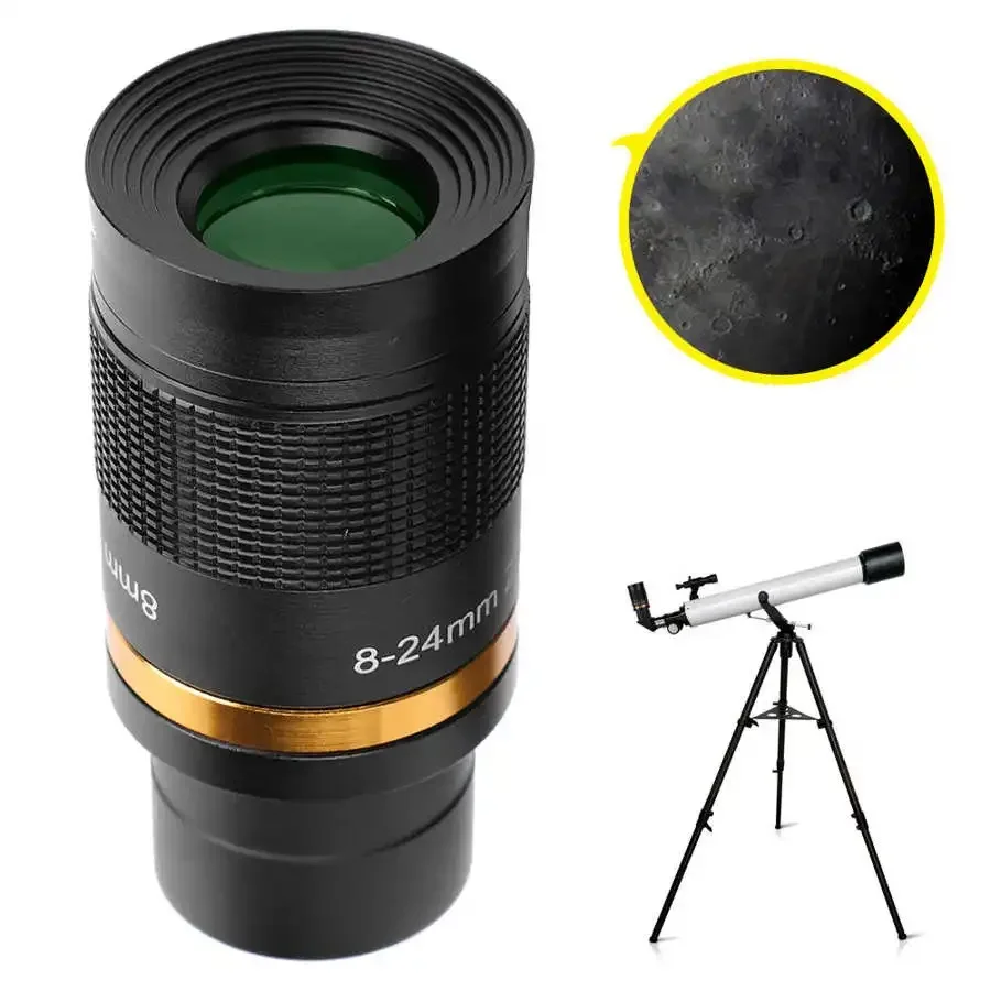 

High-Definition 8-24mm Continuous Zoom Eyepiece for Telescopes 1.25''/31.7mm Fully Coated Optics with Black Metal Housing