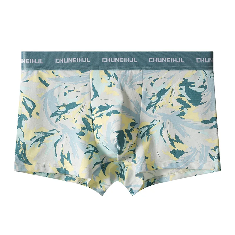 Mens Camouflage Cotton Boxer Briefs New Style Mid Rise Breathable Large Size