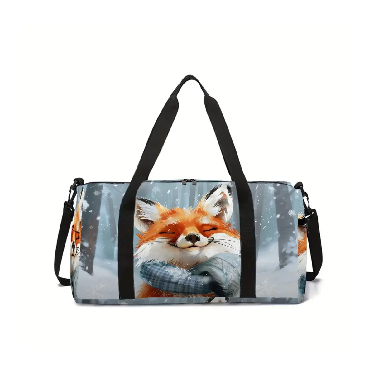 

Fox Pattern 2D Flat Cartoon School Travel Bag Large Capacity Zipper Luggage Bag Best Gift for Boys Girls Fashion Style