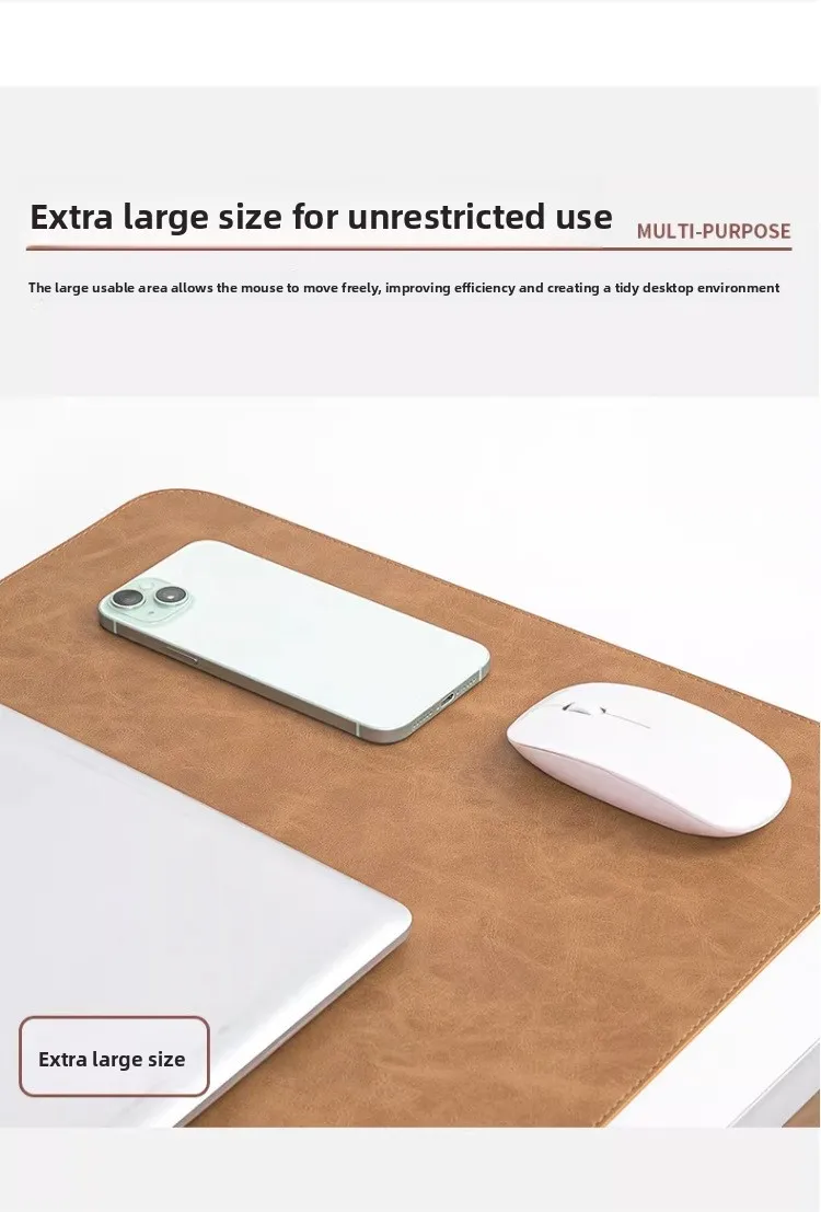 Leather Desk Mat Large Waterproof Office Pad For Keyboard Mouse_voghion.com