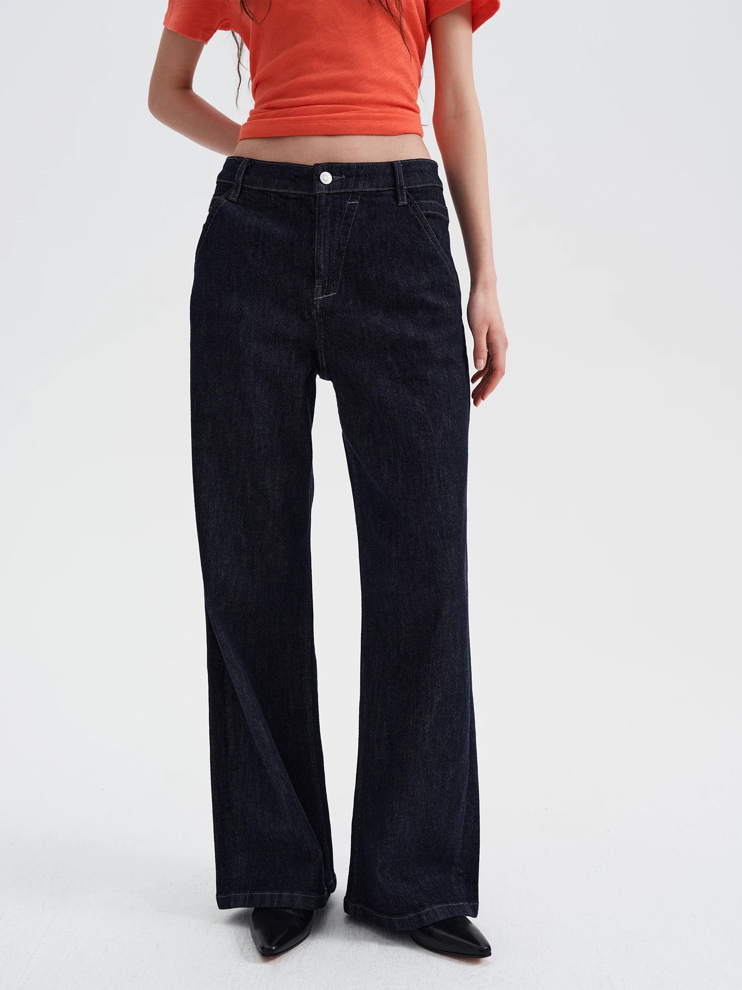 

Женские джинсы Tfa Winter Classic Straight Leg: облегающие, повседневные, однотонные, со средней посадкой, от TangFa