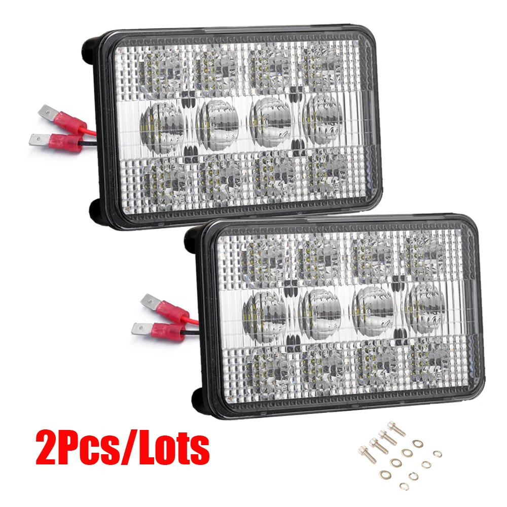 Fits Case IH Cotton Pickers 2555, CPX420, CPX610, CPX620+ Pair 60W 12V 24V 6x4 Headlight Spot/Flood Beam Pattern