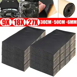 30x50cmx10mm Car Sound & Heat Insulation Cotton Sound Deadener Deadening Engine Firewall Mat Noise Bonnet Hot Insulation 9/18pcs