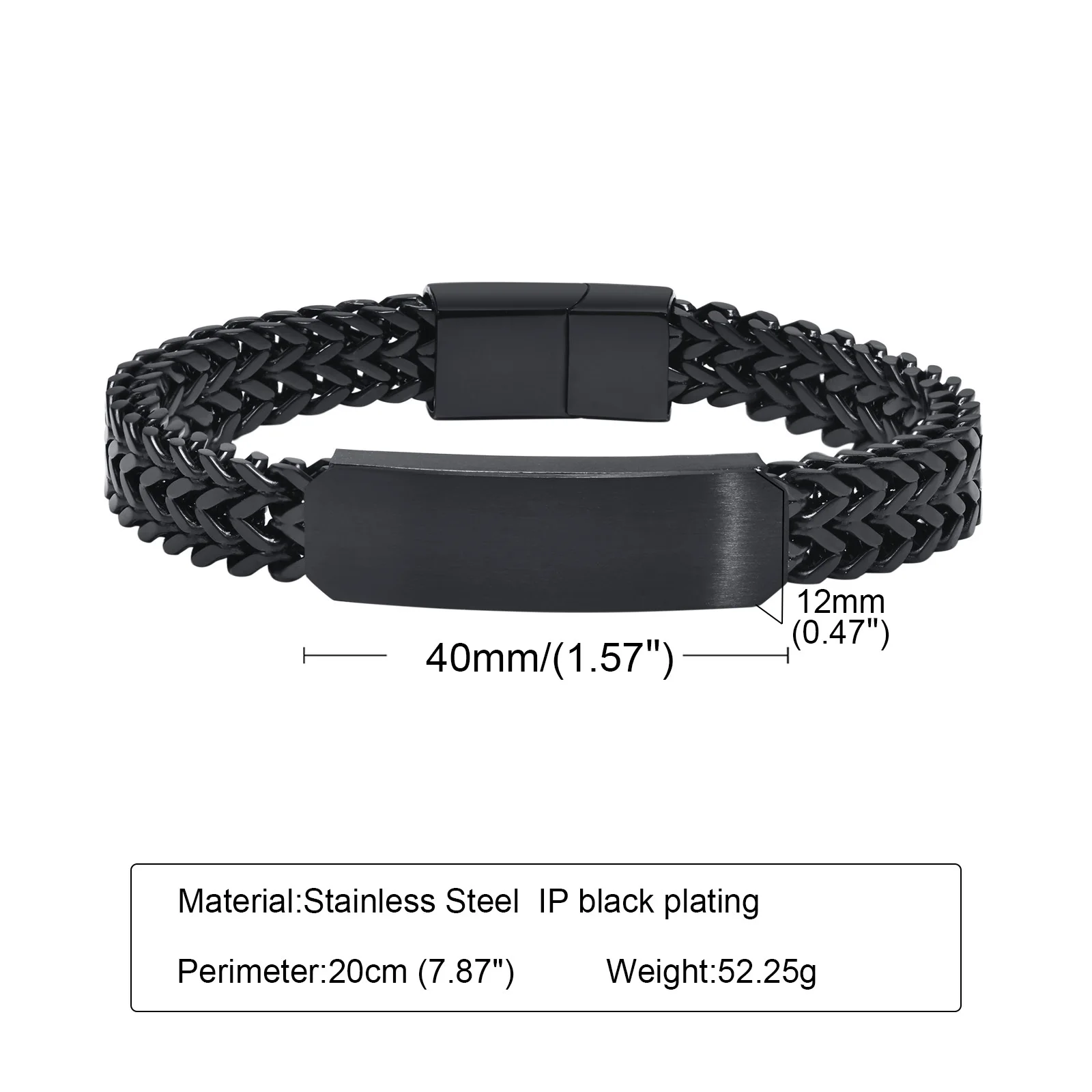 Vnox Stylish Mens Free Custom Engrave ID Bracelet,Stainless Steel Double Franco Link Chains Bracelets Armband Male Jewelry