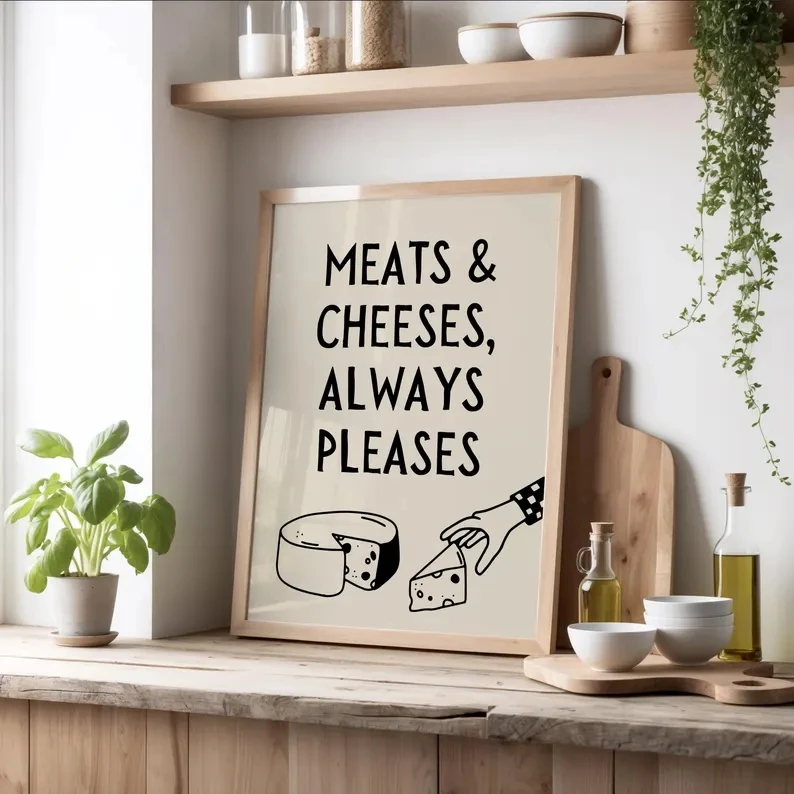 Fleisch und Käse streichen immer berühmte Zitate, Wandkunstdrucke, Leinwandgemälde, Poster, Bild für Wohnzimmer, Heimdekoration