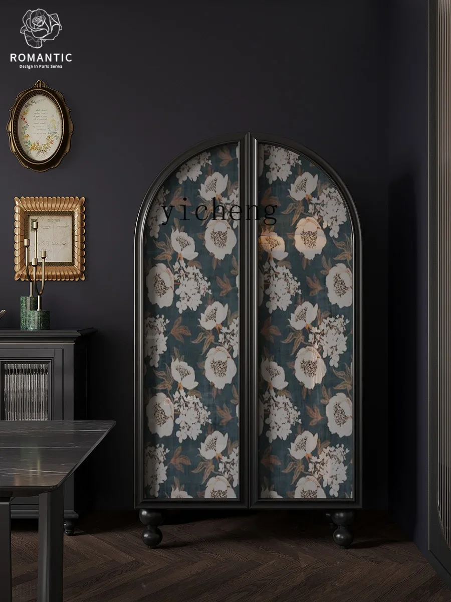 ZZ Retro Living Room Hallway Wall-Mounted Solid Wood Storage Cabinet Bedroom Wardrobe Sundries Storage Cabinet