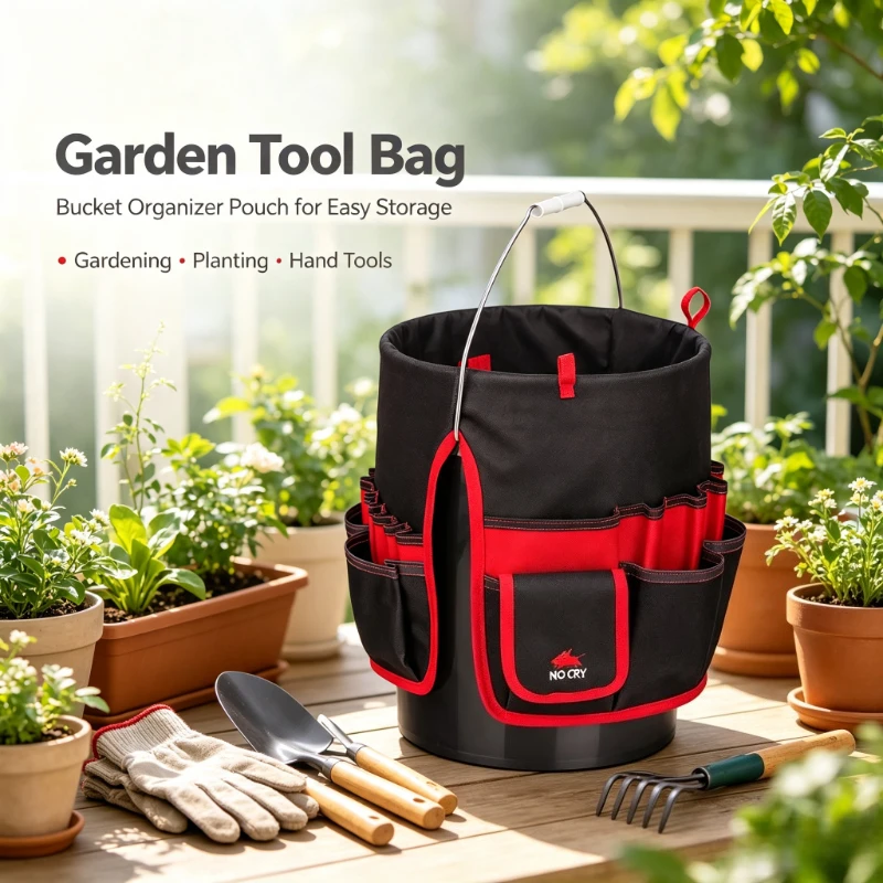 Bucket Organizer Pouch Storage Bag 42 Grids Pocket Gardening Tool Bag Garden Tool Pouch Hand Tool Bag Planting Props Basket