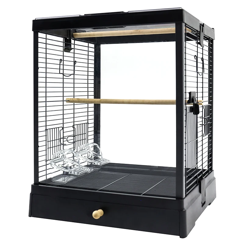 Ornamental Bird Cage Parrot Cage High Transparent Panoramic Glass Villa Household Cage Accessories Complete Collection