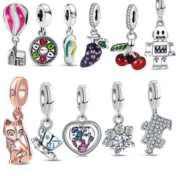 925 Sterling Silver Puzzle Balloon Ship Sombrero Hat Slippers Dangle Beads Fit Original Pandora Charm Bracelet Women DIY Jewelry