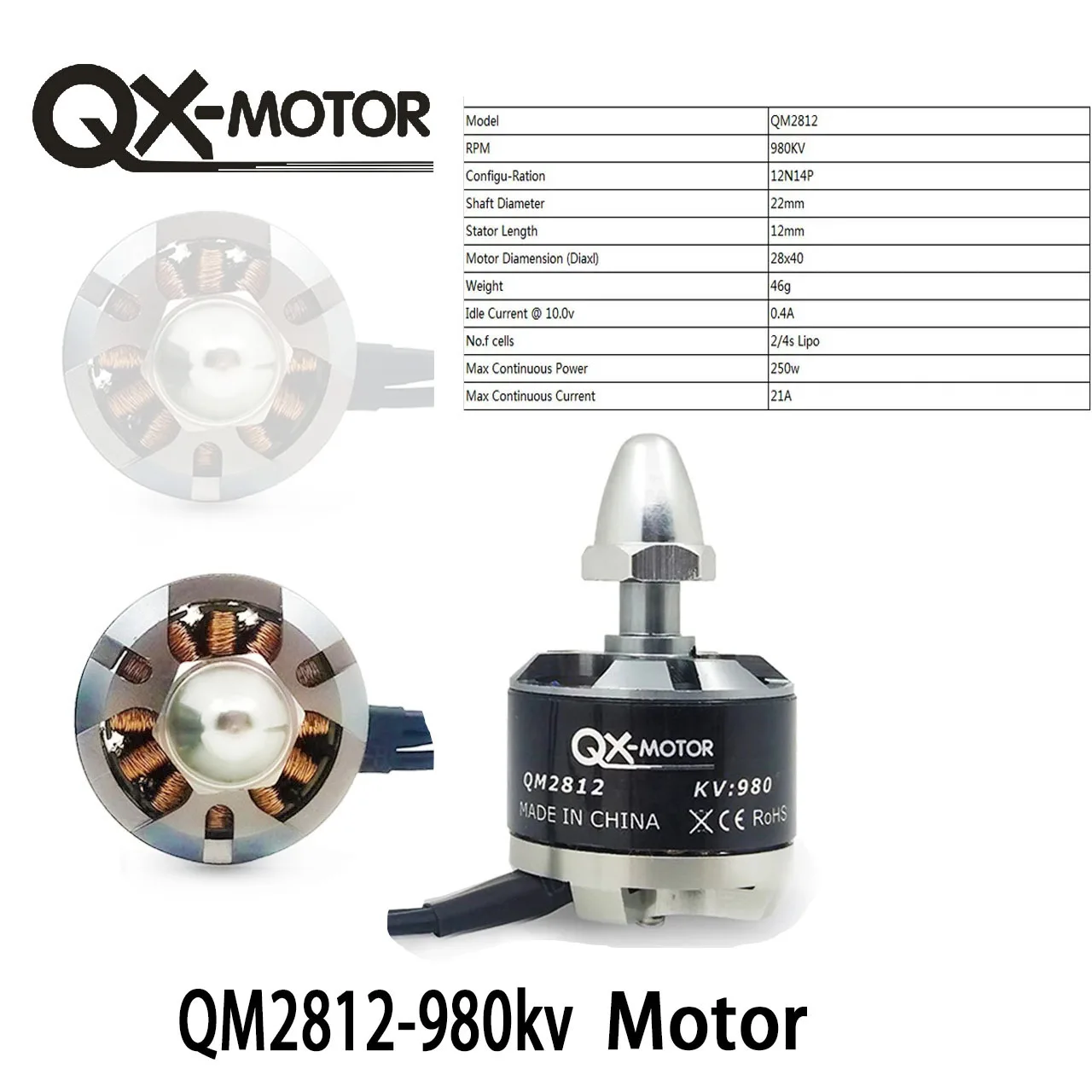 QX-Motor QM2812(2212) 980KV CW CCW bezszczotkowy silnik do F330 F450 F550 Multicopter RC silnik do drona DIY części