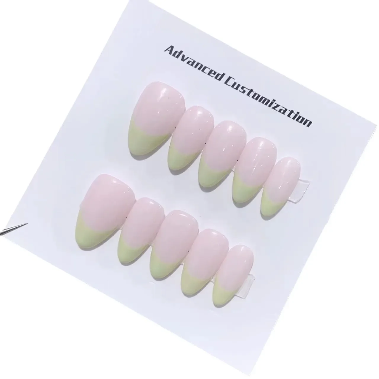 Handmade Almond Press on Nails Korean Simple Design Reusable Adhesive False Nails Acrylic Full Cover Nail Tips Stick on Nail Art